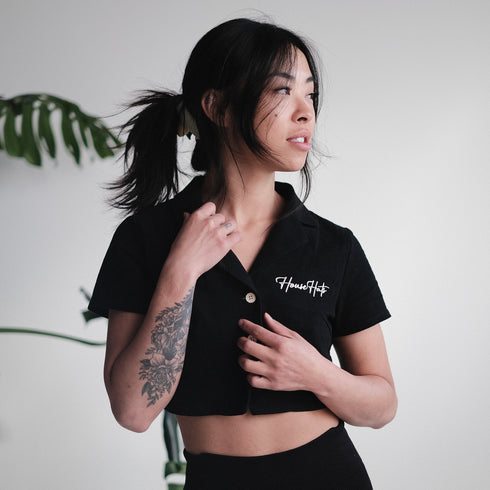 Collar Buttoned Crop