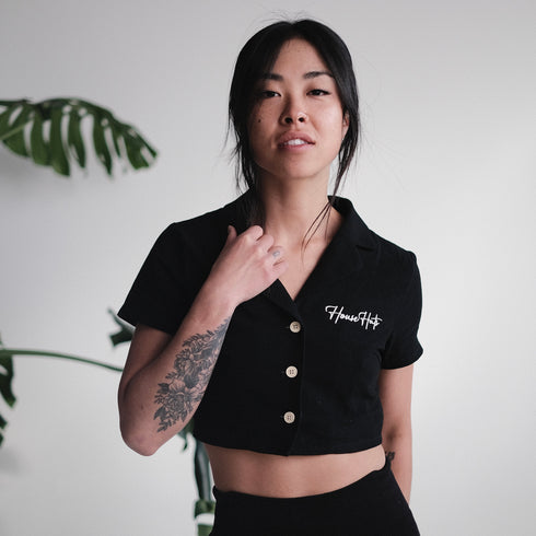 Collar Buttoned Crop